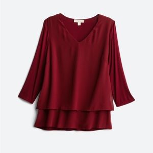 NWT Michael Kors V Neck Mixed Material Blouse